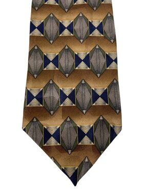 Martin Wong Multicolor Geometric Print 100% Silk Mens Tie Necktie
